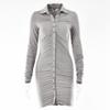 Ins Sexy Internet Celebrity Hottie Lapel Tight Skirt Summer New Single-breasted Cardigan Pleated Dress