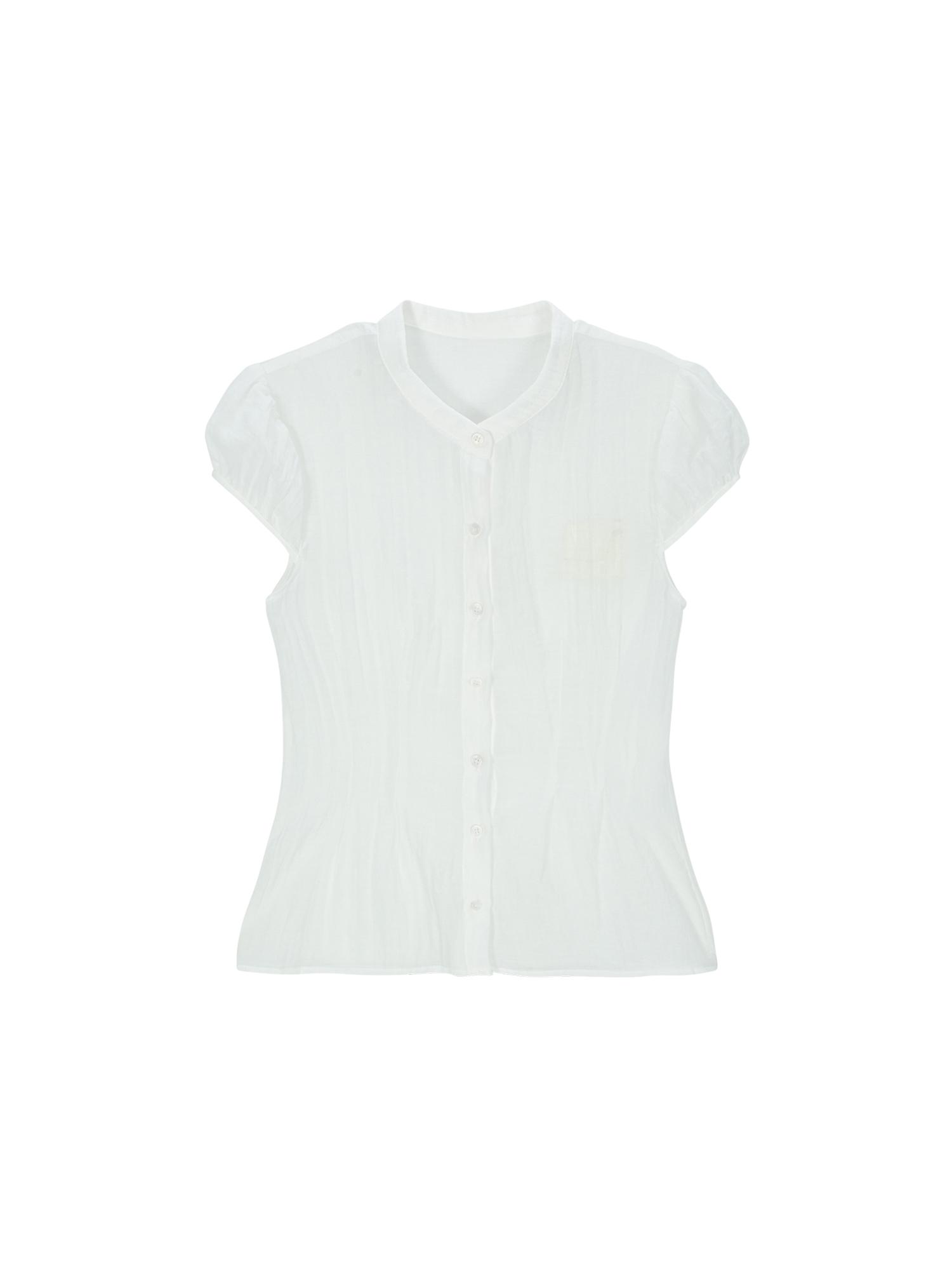 Salad Basket Sheer Cap Sleeve Blouse - White Free