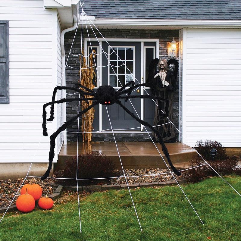Scary Black Spider With Long Hairy Legs For Spooky Halloween Indoor Outdoor Decor