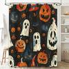 Halloween Decor Shower Curtain Spooky Ghosts Pumpkins Halloween Decoration for Bathtub Bathroom Festive Printed Waterproof Fabri