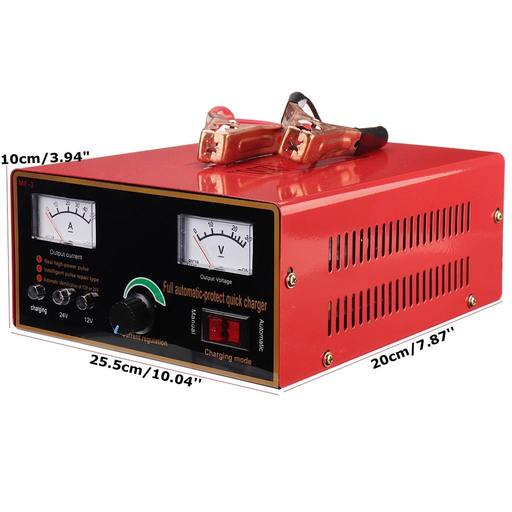 12/24V Car Battery Charger 500W 110V-240V Automatic Intelligent Pulse Repair for Car Motorcycle Lead Acid Battery Agm Gel Wet