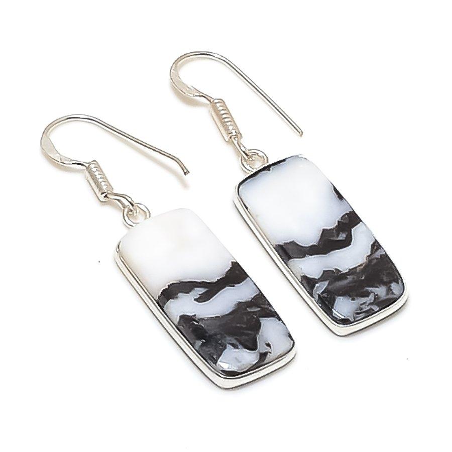 Natural Buffalo Jasper Gemstone 925 Sterling Silver Jewelry Earring 1.69  AE-12138