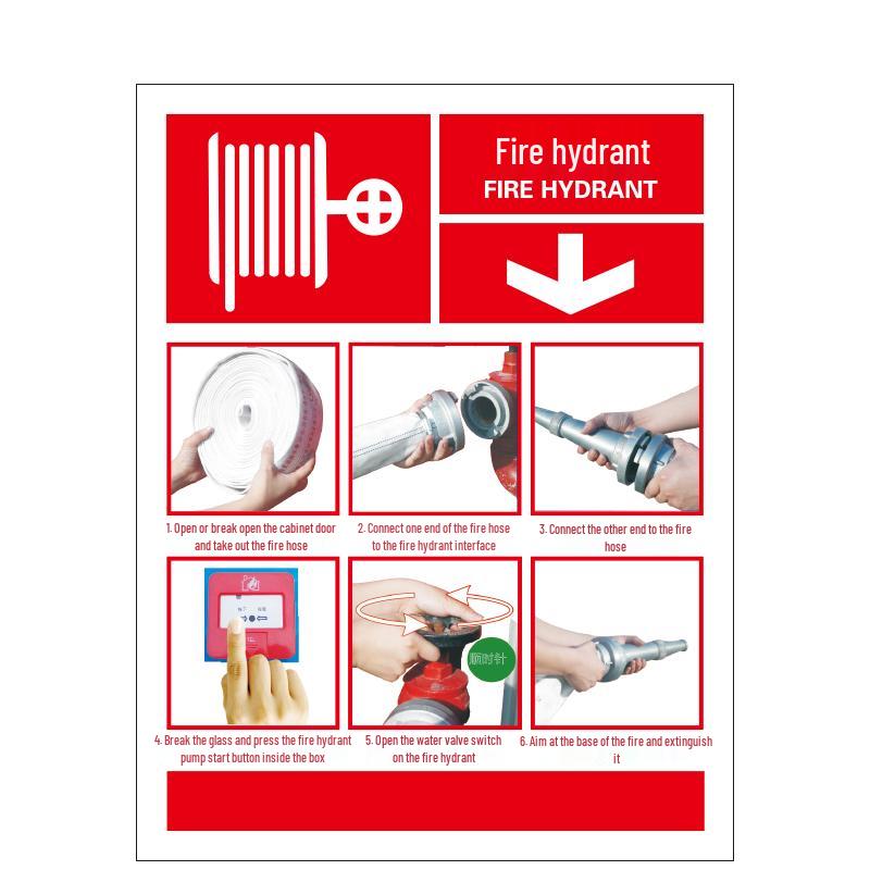 Fire Hydrant Usage Instruction Sticker 20x26cm