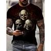 Men's Gothic Skull Print T-Shirt, Short Sleeve Crew Neck, Soft Cotton Blend, Edgy Graphic Design for Streetwear & Casual Daily Wear