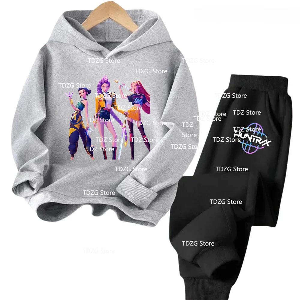 Hot Movie KPop Witch Hunter Group Fleece Hooded Children's Set Hoodies+Pants Suit Fashion Boy Girl Sport Tracksuit Autumn Winter