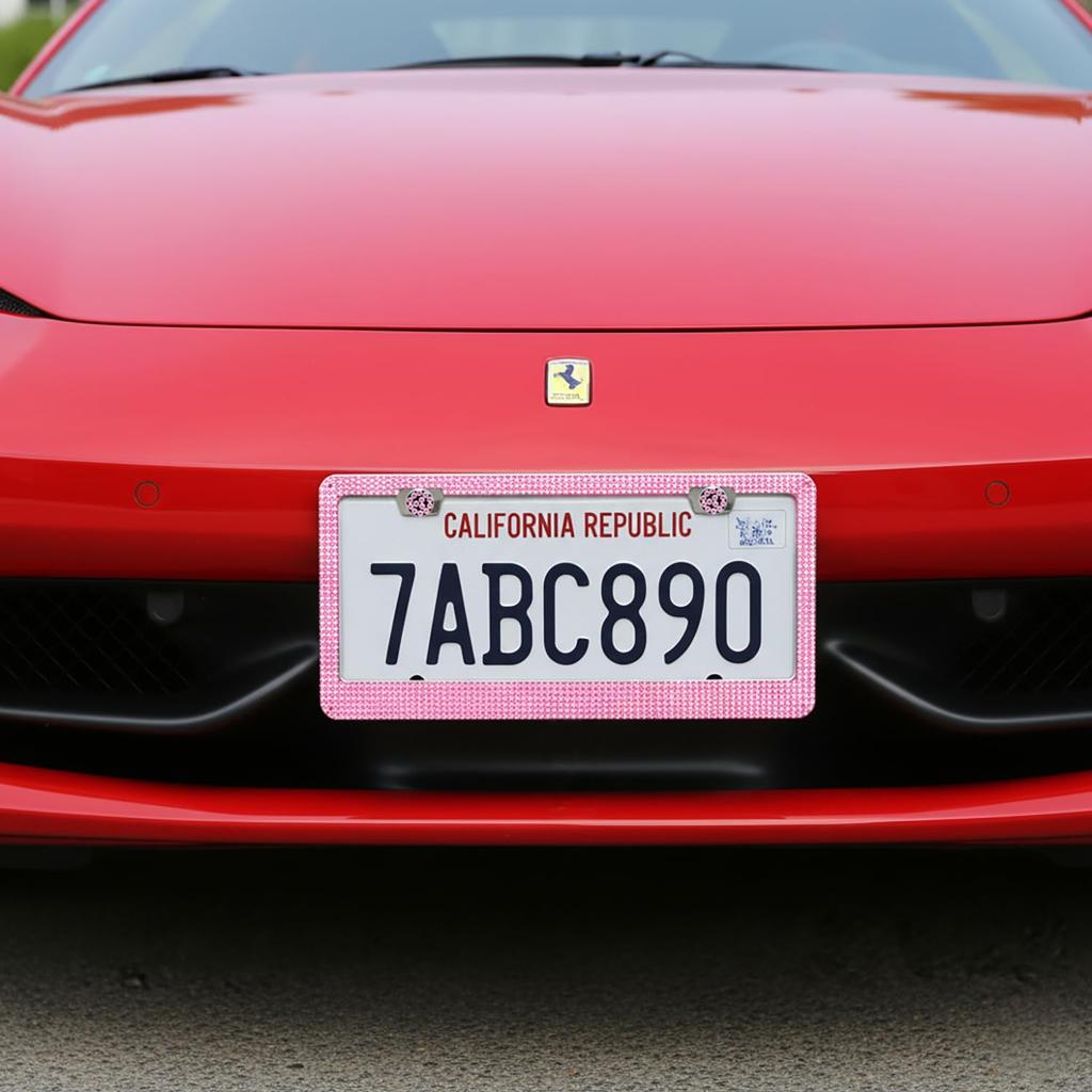 Pink Bling License Plate Frame for Women, Sparkly Rhinestone Handcrafted Crystal Premium Stainless Steel, Stainless Steel Car Accessories with