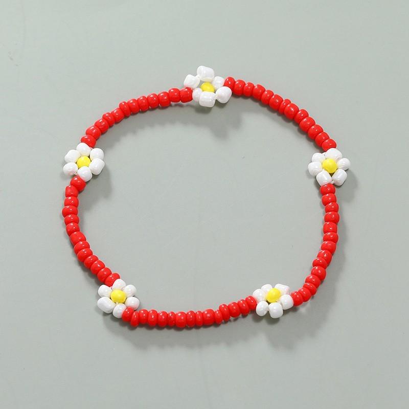 Korean Style Daisy Bracelet: Women s Simple, Aesthetic, Creative Fashion Jewelry белый/красный