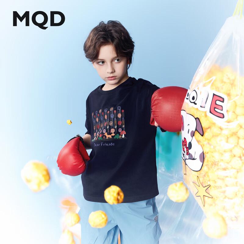 MQD Boys Cotton Cartoon Short Sleeve T-Shirt 130cm тёмно-синий