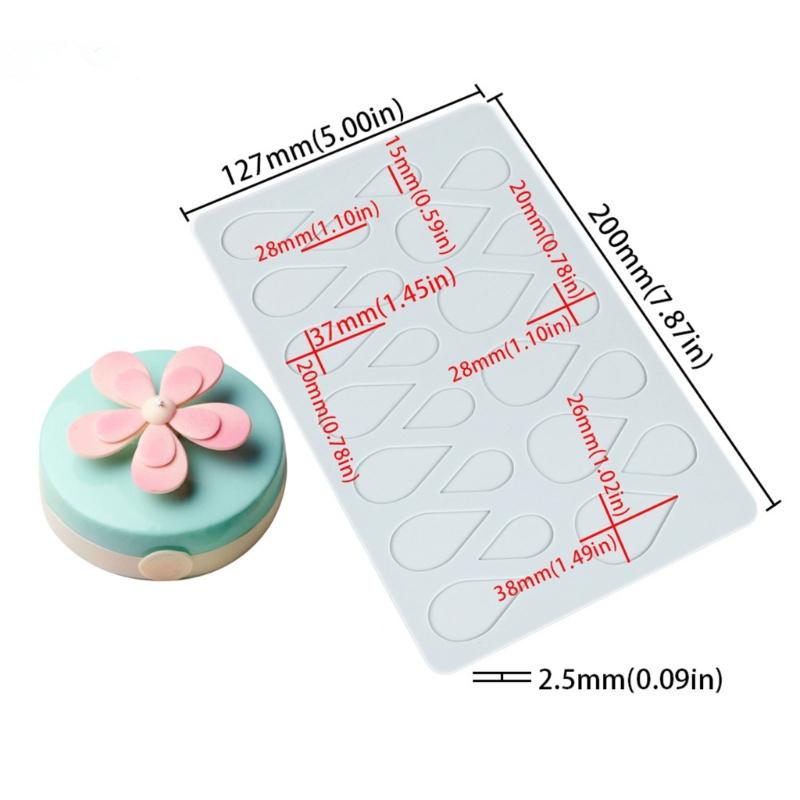 Flexible Silicone Mould With Petal And Water Drop Design Heat Resistant Baking Tool Petal Fondant Mould For Dessert Craft