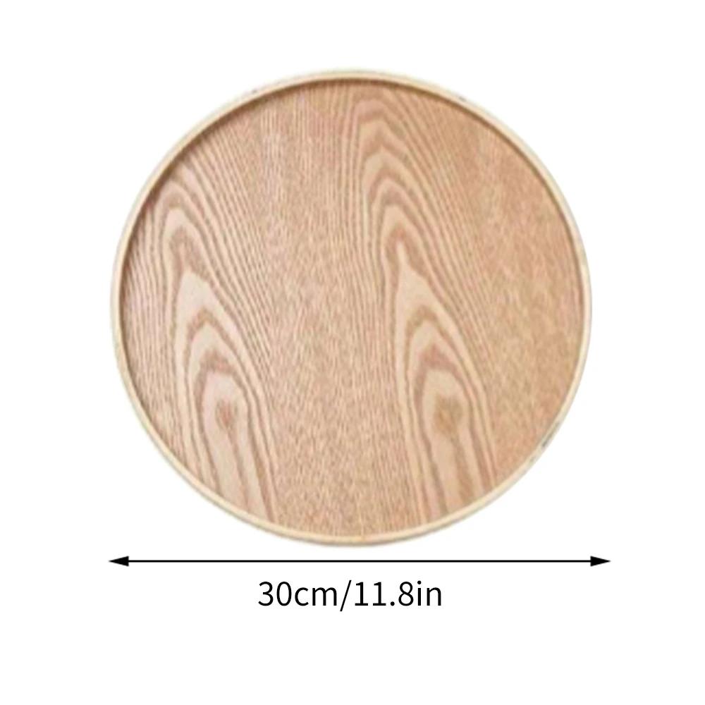 Round Wooden Serving Tray 21/27/30cm Wood Platte Decorative Tray for Coffee Home Table Breakfast Dinner Tea Food Tray