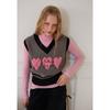 EGOIST Women Wool Blend Heart Argyle Knit Vest Er4okv01