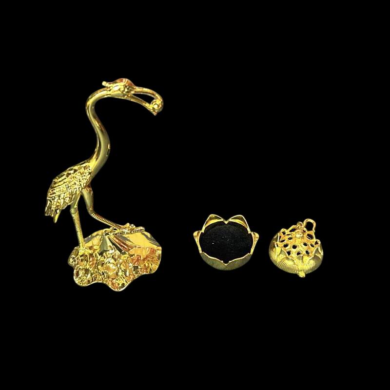 

Crane Incense Burner Holder Stove Lotus Incense Burner Antique Alloy Lotus Hanging Stove Tea Ceremony Craft Household Decoration ONE SIZE