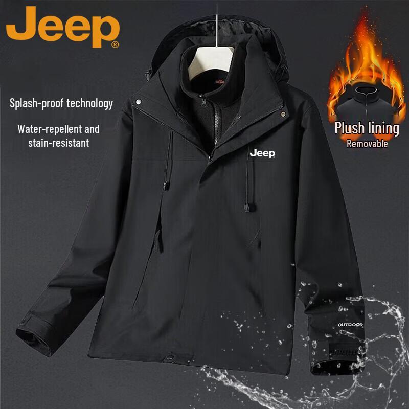 JEEP Men's 3-in-1 Windproof Warm Outdoor Jacket