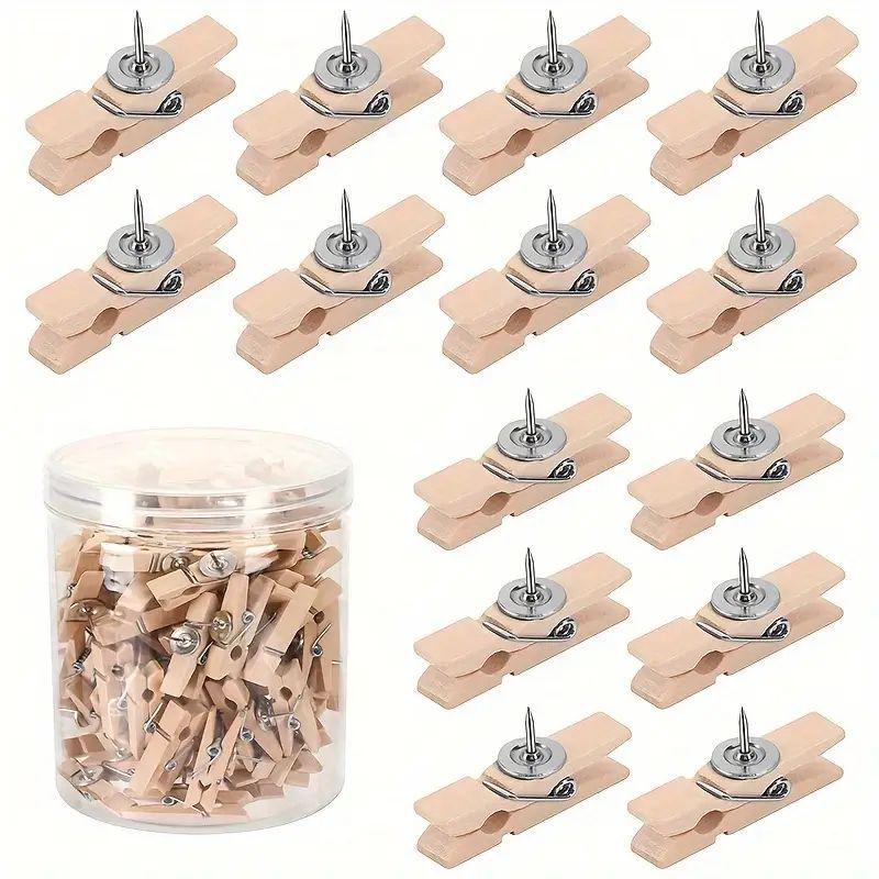 

Разноцветные деревянные pushpin-клипсы 3,5 см для фотостены и пробковой доски 20-pack Natural Wood Clips with Pins