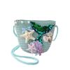 Straw Woven Mermaid Crossbody Bag Breathable Kids Shoulder Bag Fashionable Match Beach Bag  Cartoon