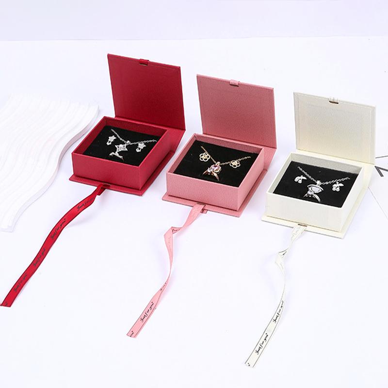 1PC Book Shape Wedding Necklace Organizer Valentine's Day Bowknot Ribbon Wrapping Box Jewelry Box With Flip Gift Packaging