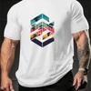 Geometrisches Palmen Sonnenuntergangs-Print T-Shirt, Leichtes T-Shirt Atmungsaktiv Kühl, Bequemes Tragen