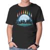 Unisex Crew Neck T-Shirt Digital Moon Graphic Short Sleeve Casual Tee