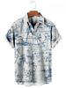 Vintage Button Up Shirt Man 3d Map Printed Short Sleeve Hawaiian Shirt Lapel Men's Clothing Casual Fashion Tops Oversized Tshirt