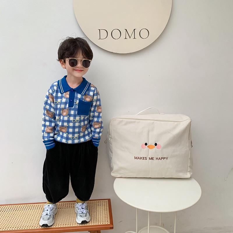 Stylish Large Canvas Children Backpack For Autumn Travel With Spacious Storage Design