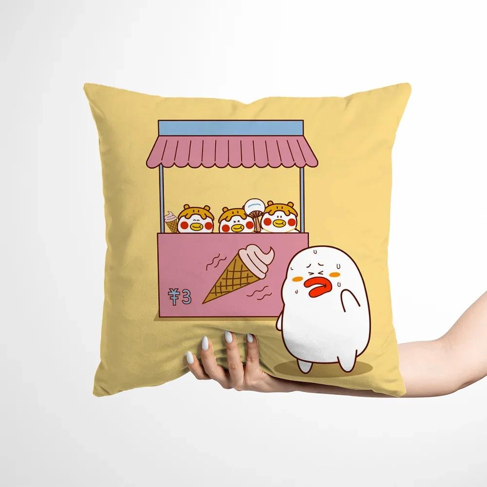 Luxury Cushion Cover x Cute Duck Case for Pillow Covers Decorative Pillows for Sofa Silk Pillowcase 100% Home and Decoration