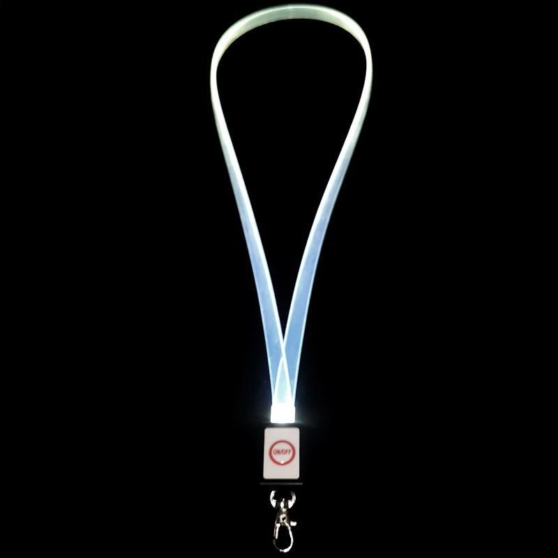 

LED Luminous Lanyard with Engraved Logo for Night Events and ID Cards Black Switch Housing
