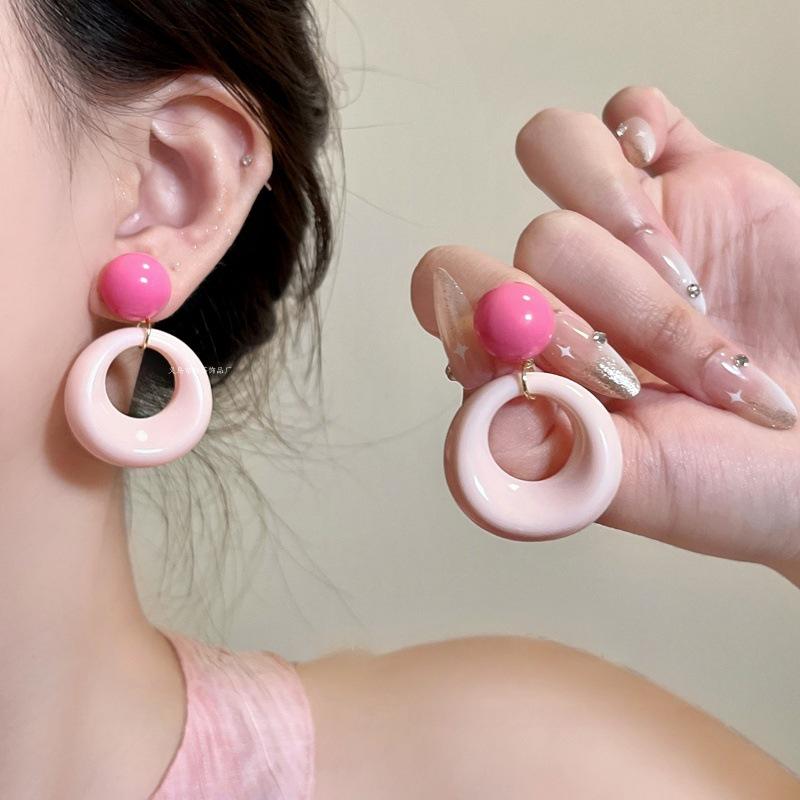 Dopamine Floral Shell Earrings: Colorful, Unique, Exaggerated Drops for Women - Perfect Spring Accessory.