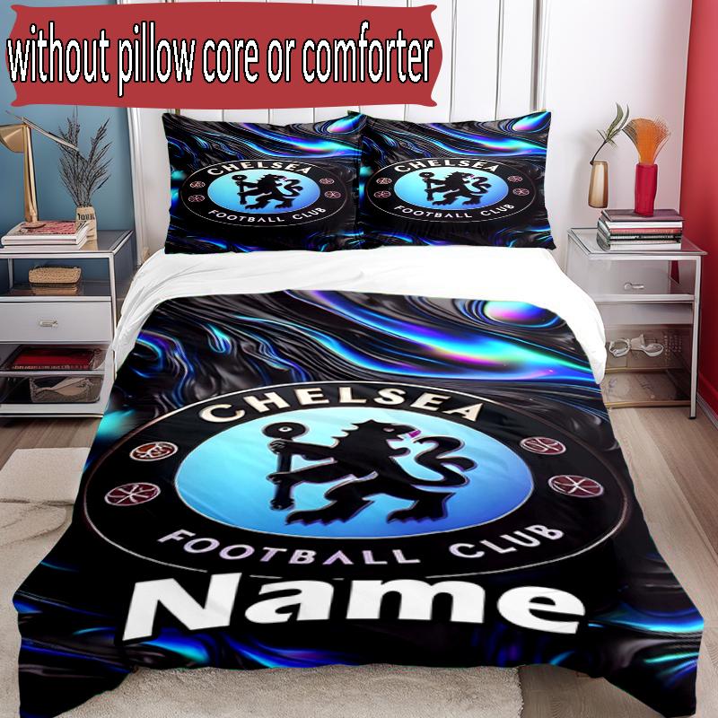 3pcs Duvet Cover Set (1*Duvet Cover + 2*Pillowcase, Without Core), Custom Name football club F.C Pattern Bedding Set, Home Bedroom Decor Gift