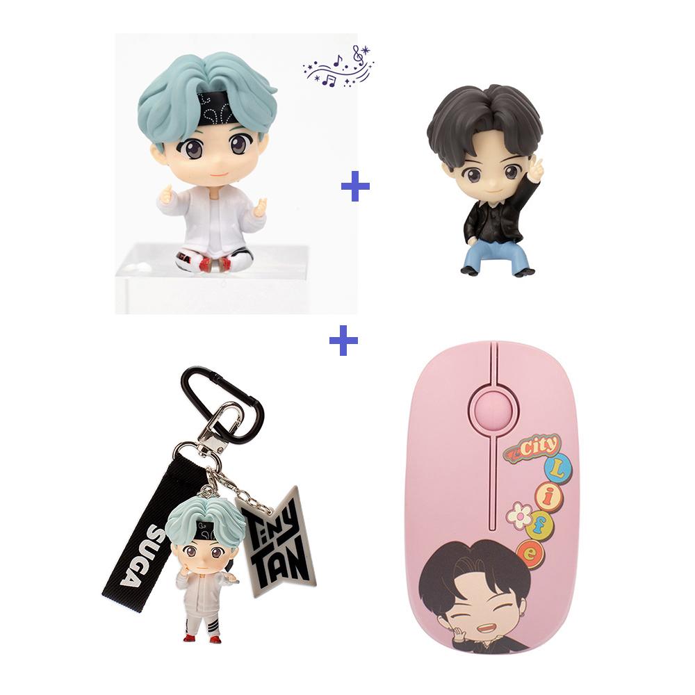 BTS(Bangtan boys) 2Monitor Figure + 1Keyring + 1 Wireless Mouse SET, TinyTan, Official, Original, Authentic, KPOP, idol