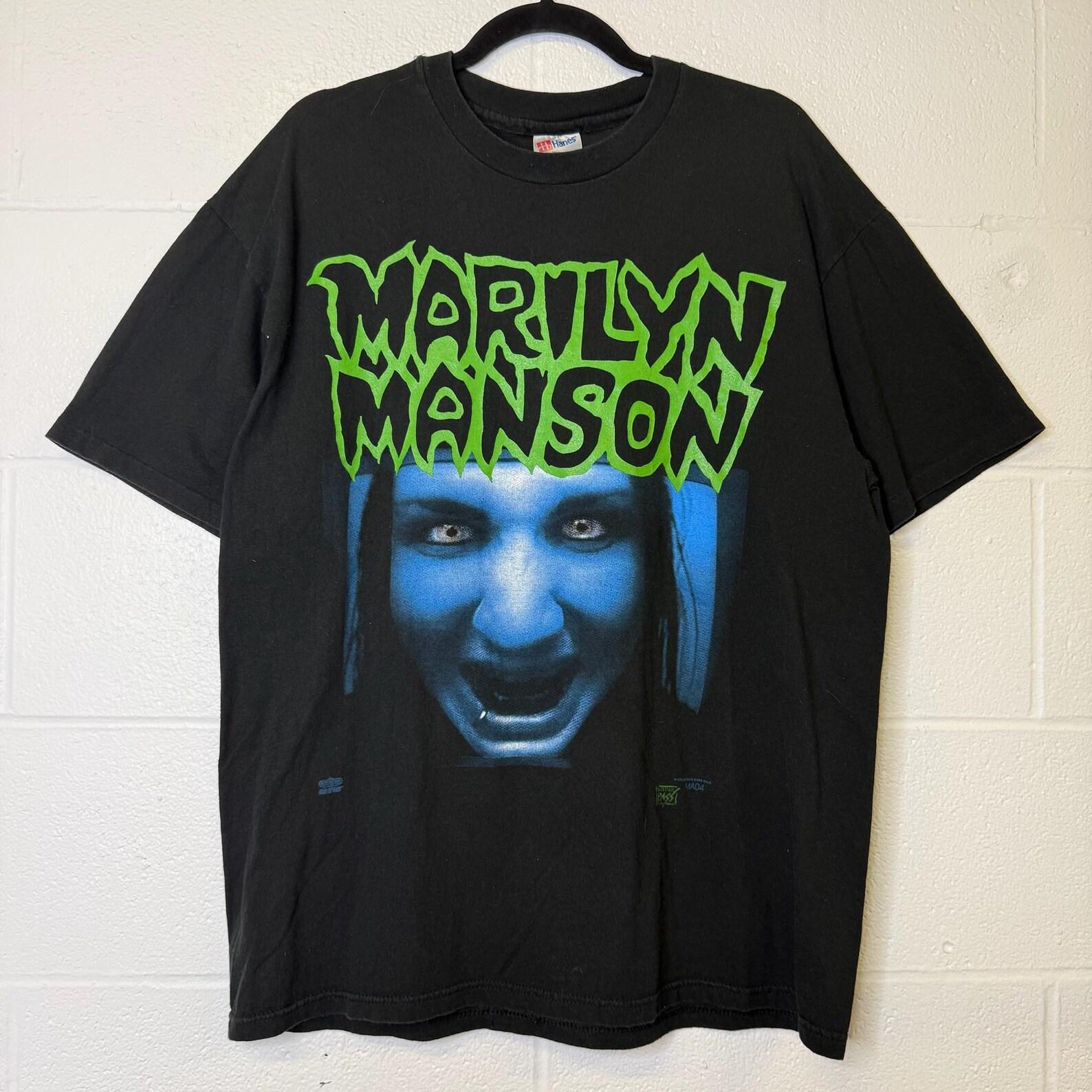 90s Marilyn Manson Blue Face T shirt Backstage Pass S