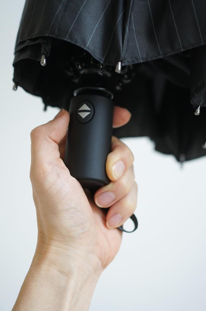 Komiya Shoten Large Automatic Opening and Closing 65cm Folding Umbrella for Men Durable Fiberglass Super Water Repellent Teflon Safety Pinstripe