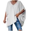 Women's Solid Color Pullover Batwing Sleeve Long Sleeve Top Loose Fit Round Neck Casual Blouse Lightweight Comfortable Shirt