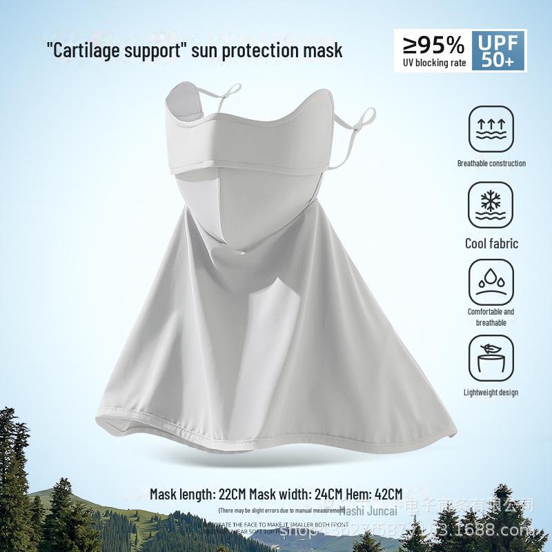 Солнцезащитная маска Ice Silk для лица и шеи с защитой от ультрафиолета для женщин — дышащая, тонкая, антипригарная, UPF 50+