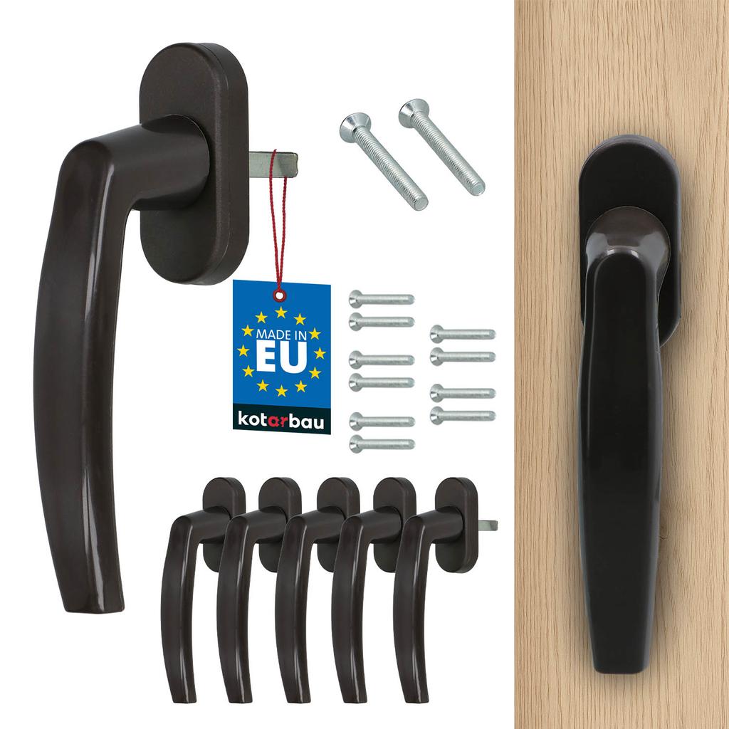 Window Handle for Balcony Doors Brown Spindle 35 MM 5 PCS
