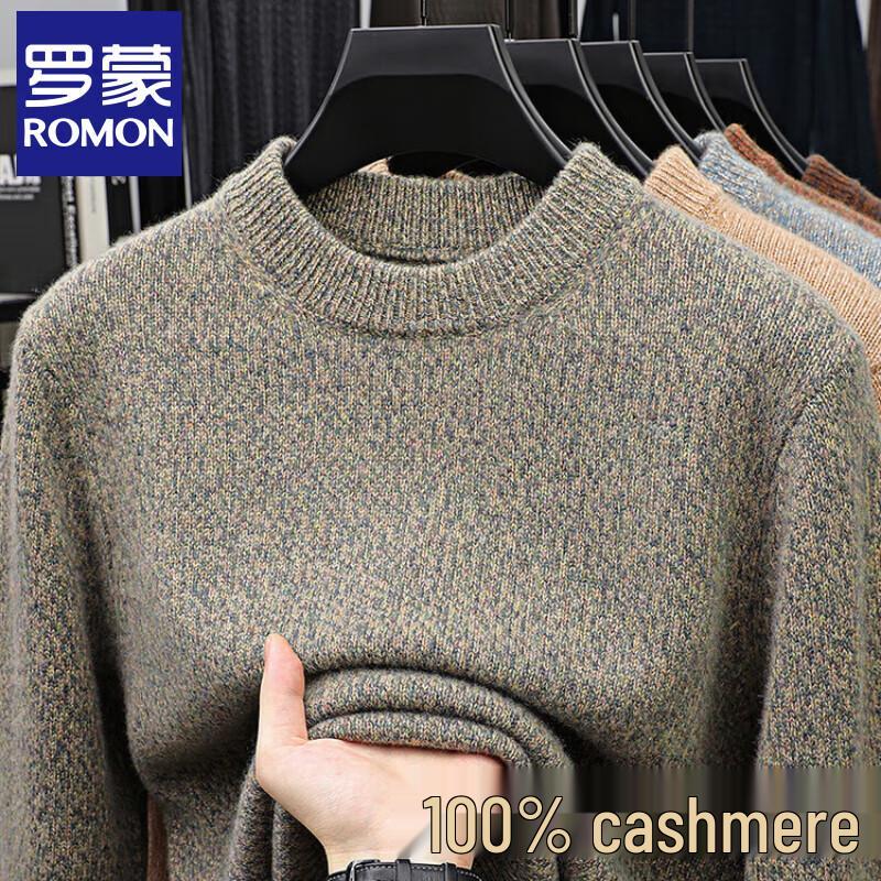 ROMON Men's Winter Jacquard Thick Cashmere Pullover Sweater