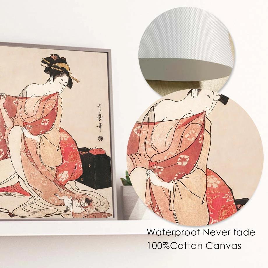 Nordic Japan Ukiyo Sumo Geisha Fuji Edo Period Wall Art, Canvas Painting, Posters and Prints, Pictures for Living Room Decor