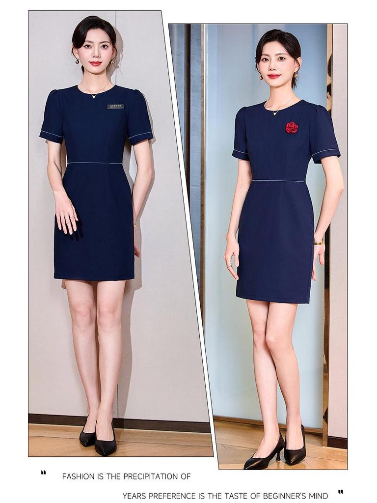2025 Women's Short-Sleeve Professional Dress with Pockets - Summer Office Workwear