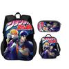 JoJo's Bizarre Adventure 3er Set Rucksack Federmäppchen Eisbeutel Langlebig Trendig Vielseitig Schuljunge und Mädchen Geburtstag Bestes Geschenk