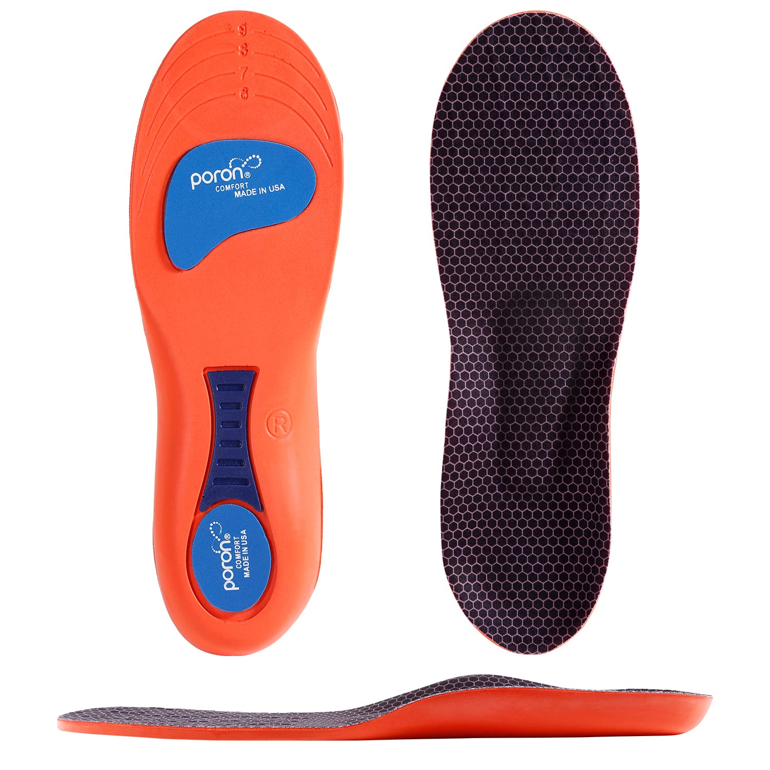 

Kozzim Амортизирующая стелька для работы стоя и при мягком подошвенном фасциите Толстая стелька с двойной защитой пятки и свода стопы, 2,5 см, Поддержка, Спорт, Стелька, оранжевый