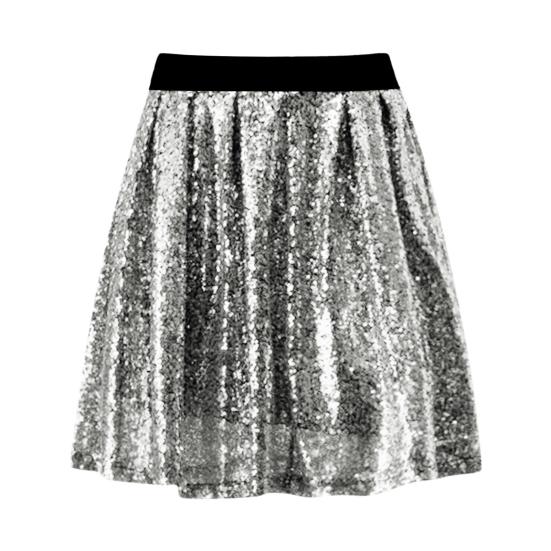Women Skirt Elastic High Waist Sparkling Sequins Short Skirt Breathable Fabric Slimming Skirt Work Leisure Travel Parties