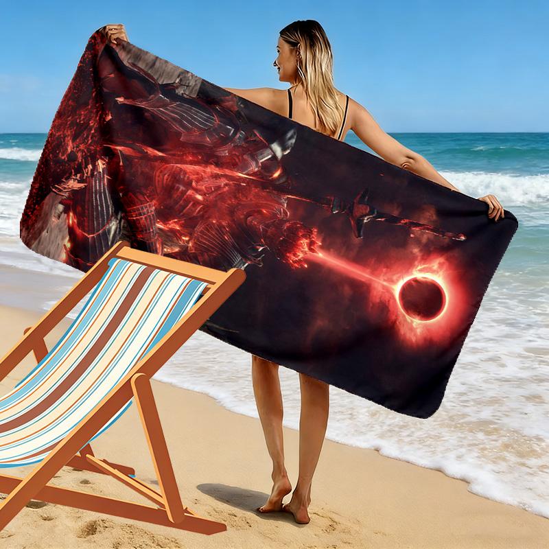 Dark Soul Print Beach Towel, Large Soft Quick Dry Towel for Beach Camping Swimming