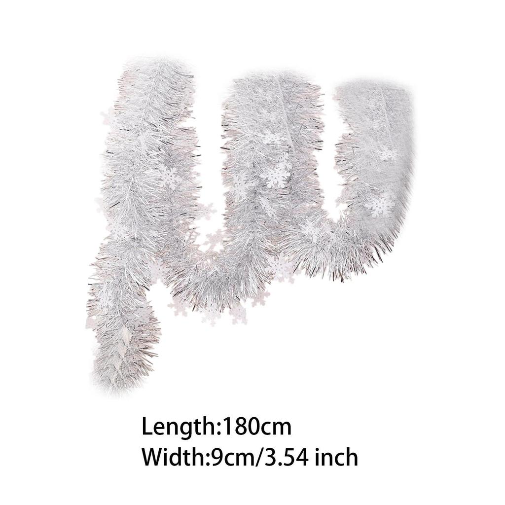 Christmas Tinsel Garland Silver 71 inch Glittering Sparkly Long Xmas Streamer for Birthday Wall Staircase New Year Wedding