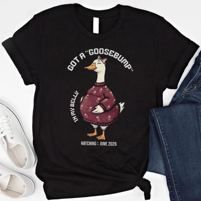 Funny Goose Pregnancy AnnounceUnisext Shirt Set Expecting Couple Apparel Crew Neck Outdoors High Quality Cotton Shortsleev Tees