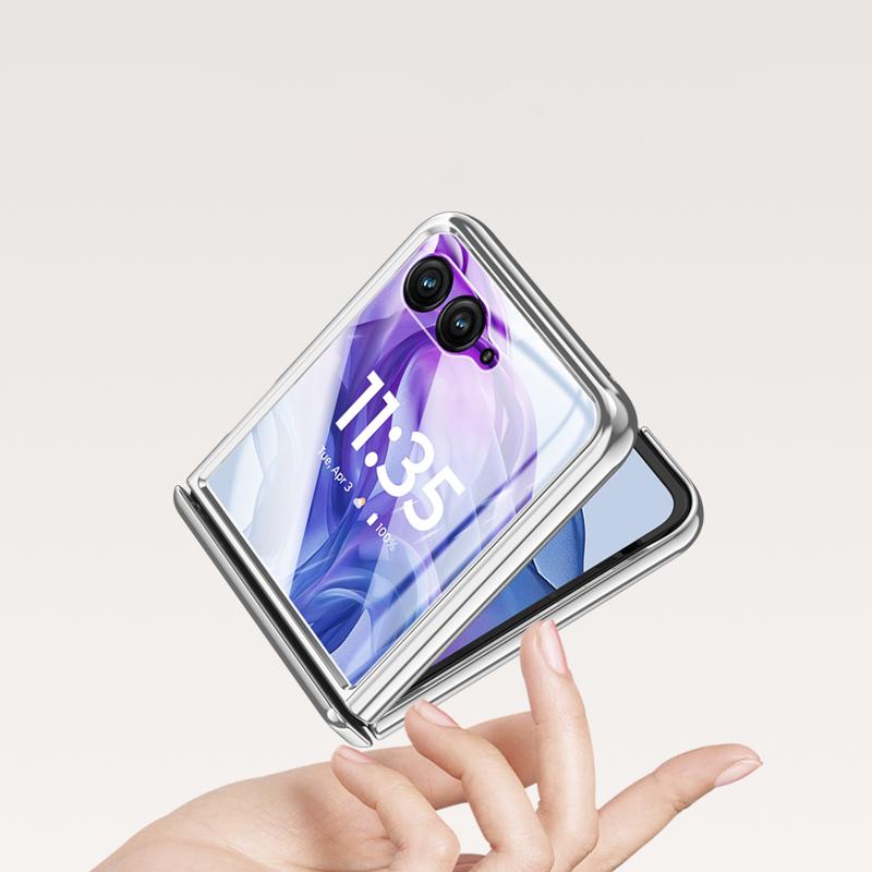 For Motorola Razr 50 5G Case PC+Acrylic Phone Cover with Rear Small Screen Protector Hinge Protection