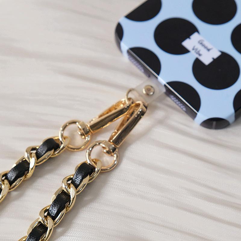 New Phone Accessory Long Cellphone Chain Anti Lost Universal Metal Leather Shoulder Neck Crossbody Phone Strap Case Holder Chain