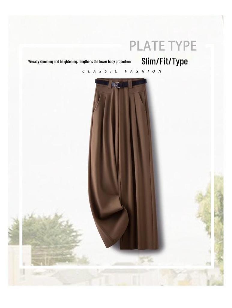 Women's Spring/Autumn Wide-Leg Drape Pants - Small Size, Straight Casual Design