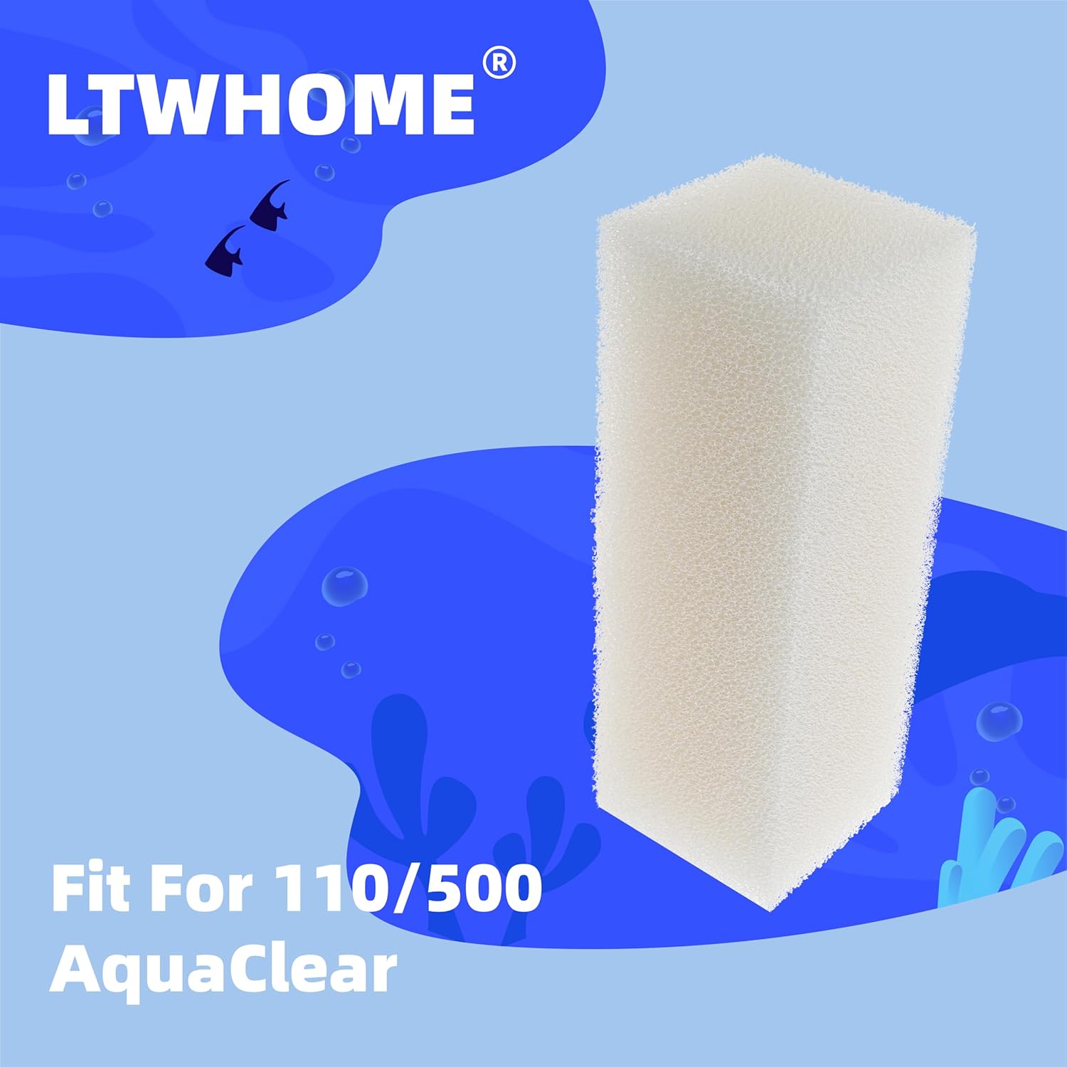 LTWHOME Поролоновые фильтрующие губки подходят для Aqua Clear 110/500 AquaClear(Упаковка из 6 шт.)