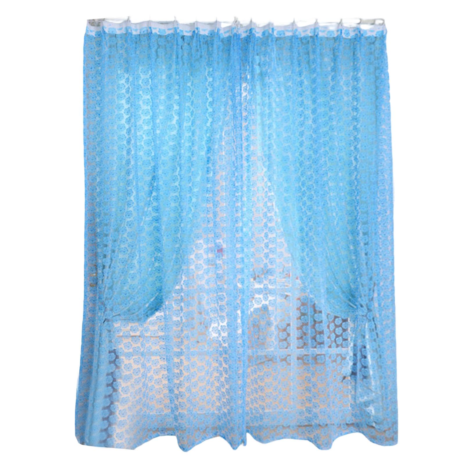 

2pc Sheer Window Curtain Panels Lightweight Transparent Mesh Fabric Spring Summer Window Drapes for Living Room Bedroom Kitchen One Size синій