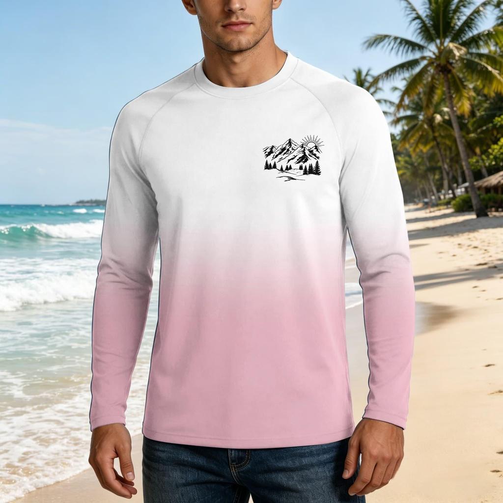 Men's Long Sleeve Outdoor Shirt UPF50 Plus Sun Protection Breathable Lightweight Loose Fit Summer Casual Top