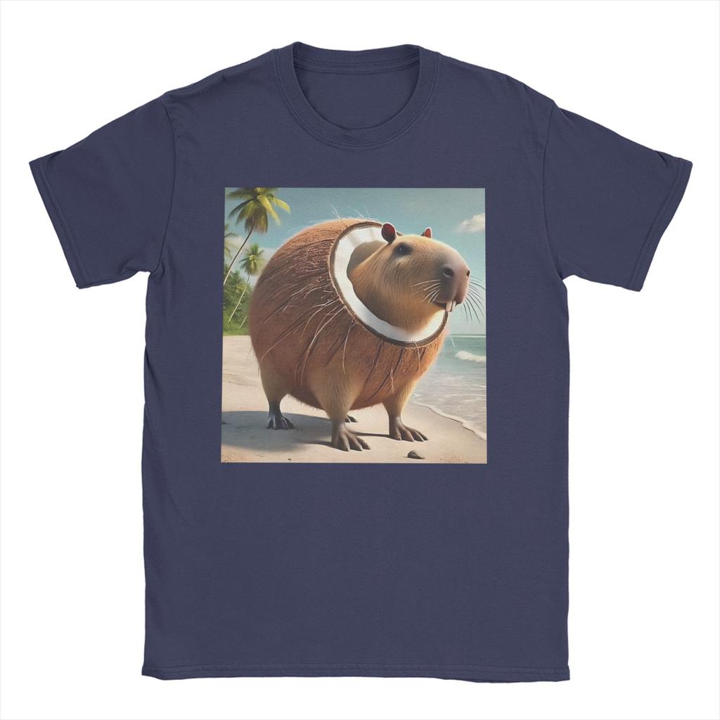 Leisure Italian Brainrot Meme T-Shirt Men Crewneck Cotton T Shirt  Capybara Capybarello Cocosini Short Sleeve Tee Shirt